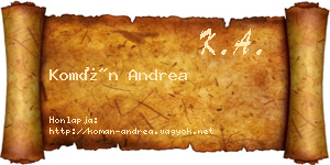 Komán Andrea névjegykártya