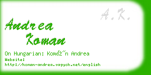 andrea koman business card